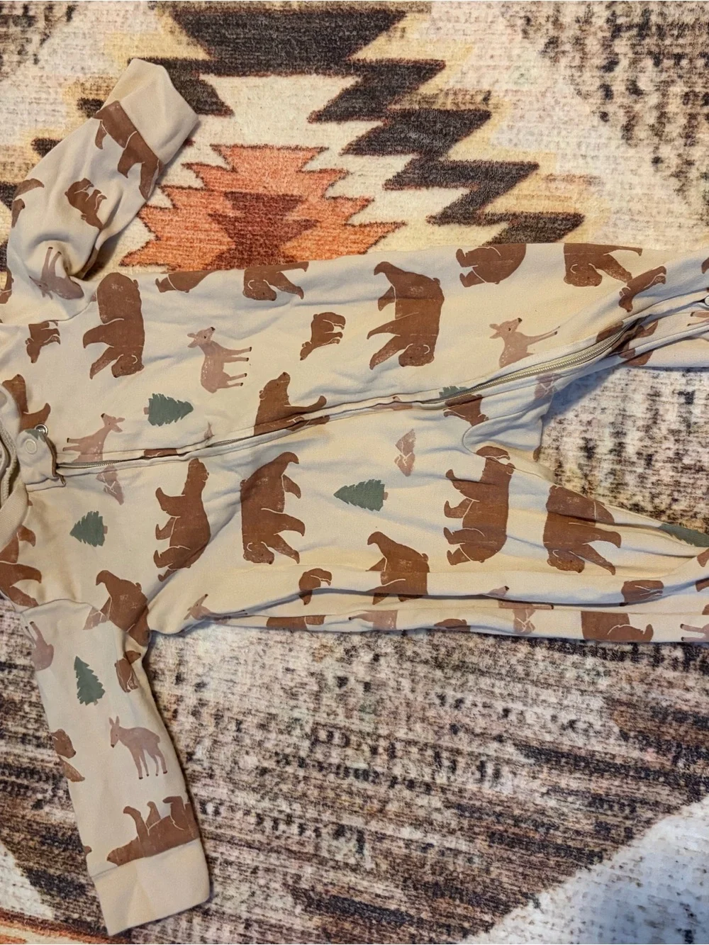 Carter's Beige Bear and Tree Printed Zipper Sleep Sack Pajamas